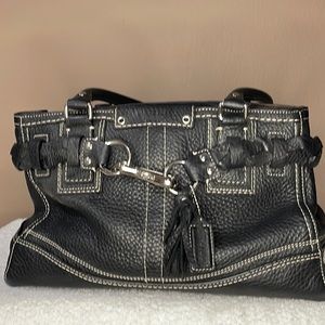 Coach bag, great condition! Black pebble leather with braided accent